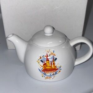 NEW Seven7 White Ceramic Tiny Teapot with Colorful Castle Accent